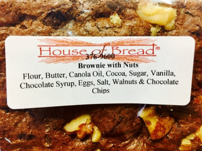  Simple ingredients, listed right on the front of our freshly wrapped brownies and bars! 
