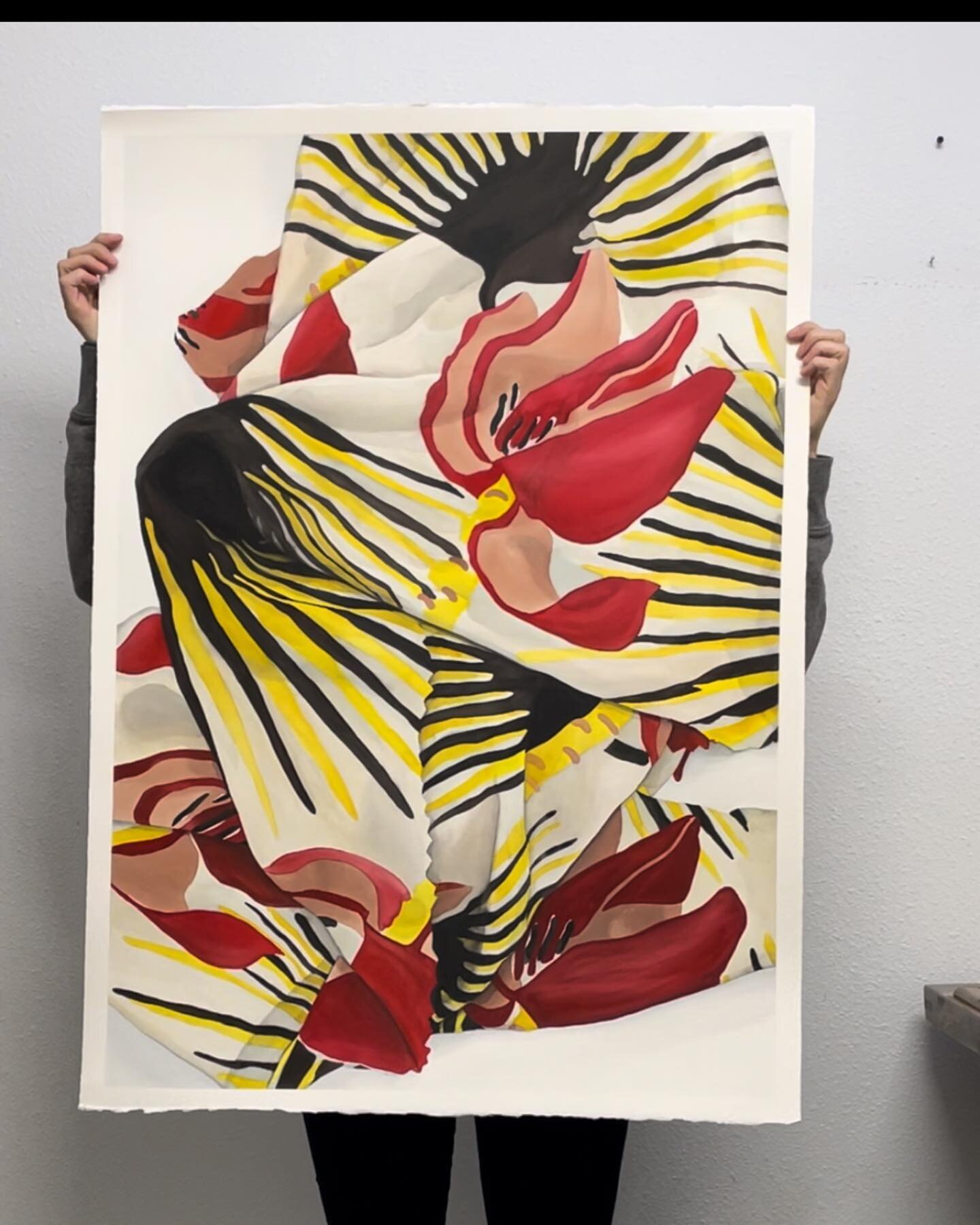 My most recent painting. I&rsquo;m there for scale. 
Untitled (for now)
Watercolor on paper 
40 x 29 inches 
2022