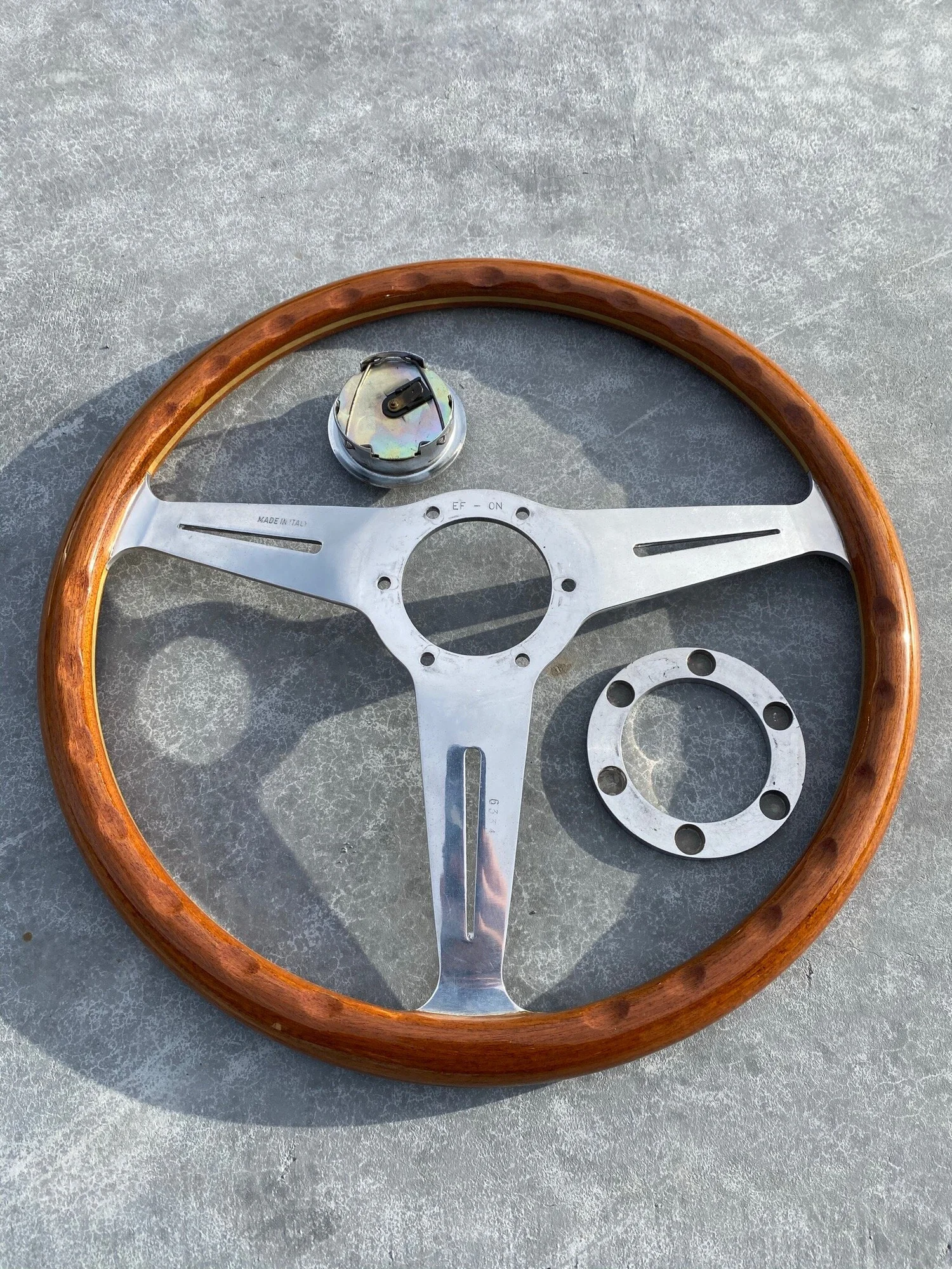 USED vintage Nardi 365mm wood/polished steering wheel — kooglewerks
