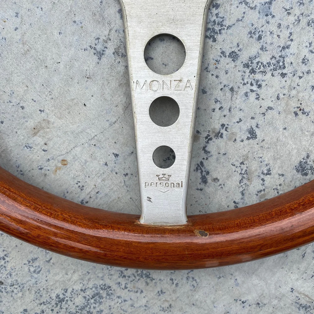 USED 350MM vintage Personal Monza wheel wood with brushed spokes