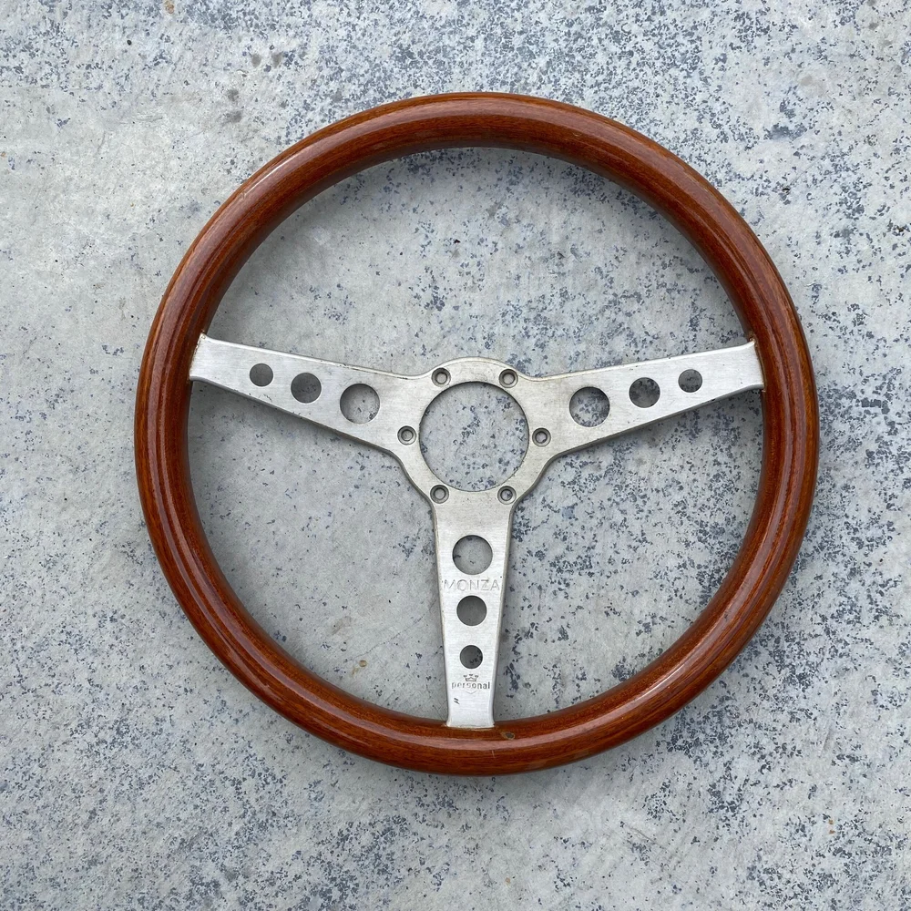 personal MONZA ウッドステアリング ホーンボタン付き 当時物　中古 A6234260-8713-416A-8BC4-