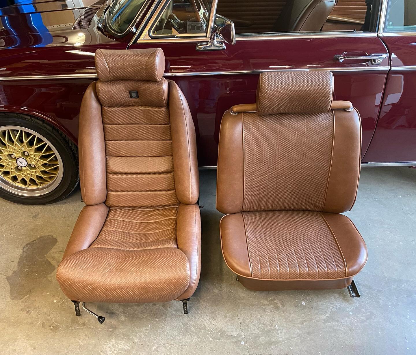 While on the subject of vintage Scheel Mann seats&hellip;here&rsquo;s a few of the sets we&rsquo;ve reupholstered and used in our customers and personal cars&hellip; &amp; a stock seat, for reference.