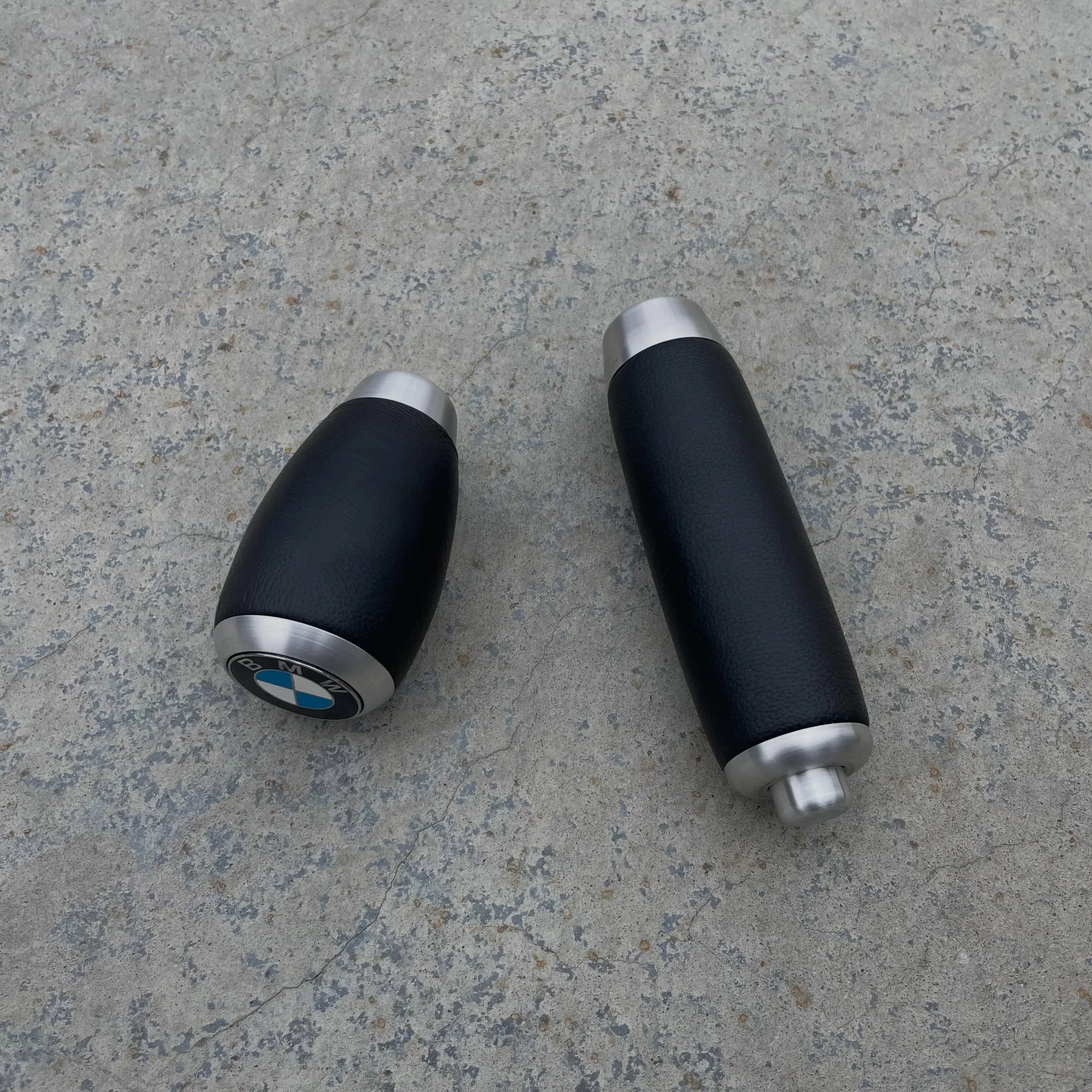 Leather and Aluminum knob and handle sets
IN STOCK NOW!

Hand made 100% in house, right here in Northern California. Each part is machined, sewn and assembled on a special-order basis, to match your needs. 

The knob is designed for ultimate driver f