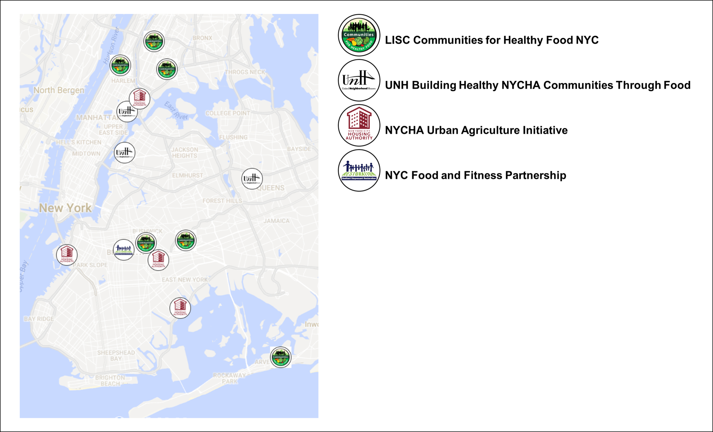 Map of Community Food Programs Being Evaluated by the CUNY Urban Food Policy Institute