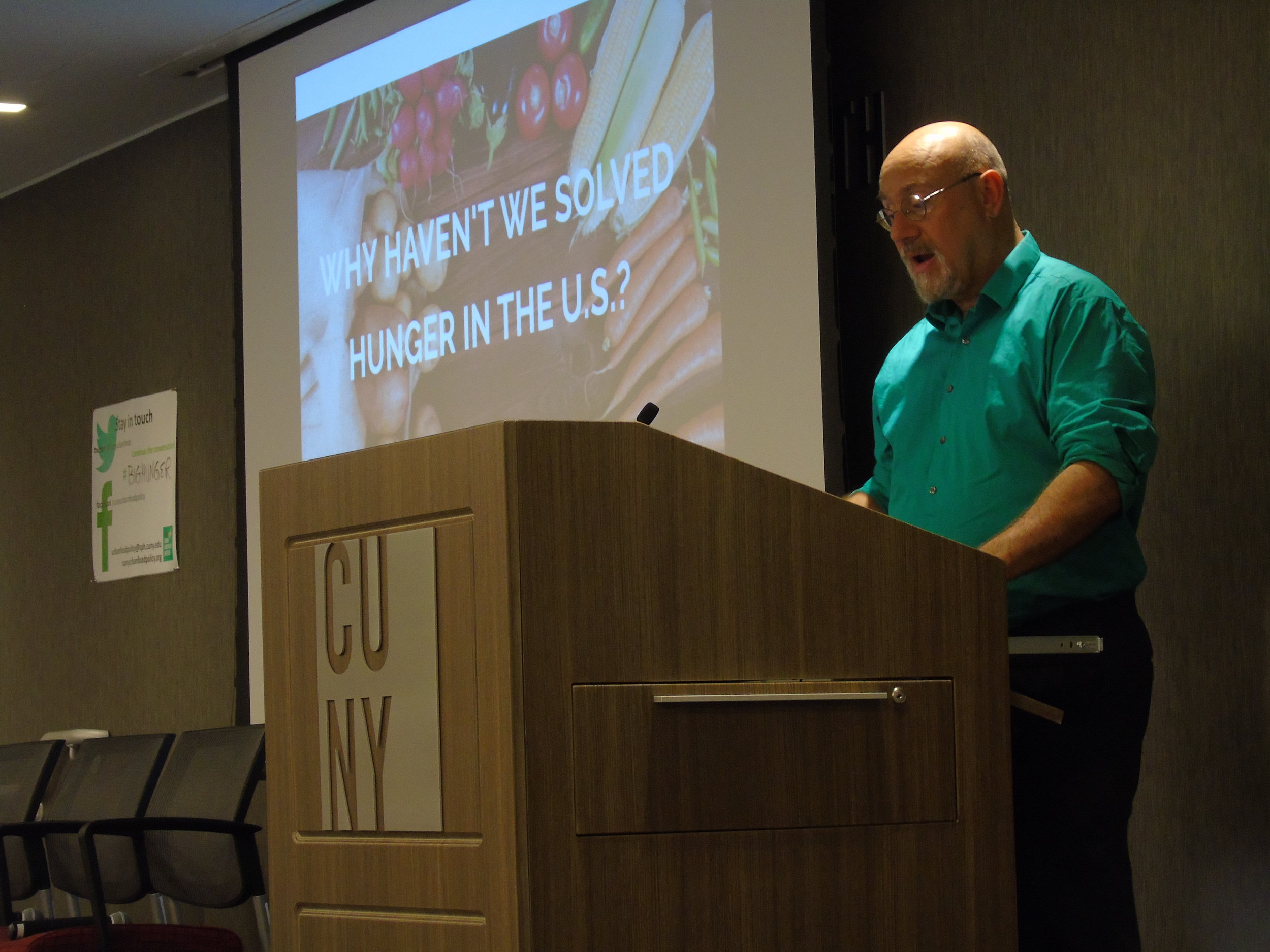 Andy Fisher presents key findings from his book Big Hunger at the CUNY Graduate School of Public Health and Health Policy on May 18th, 2017.