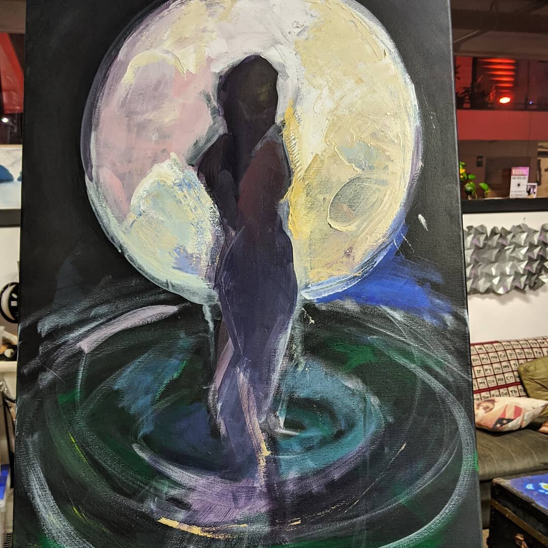 From when it looked like this. A commission for a bedroom, of a moon goddess. 
#prelockdown