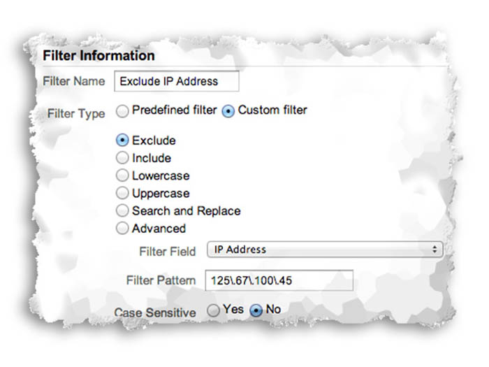 Filters in Google Analytics such as Exclude IP Address