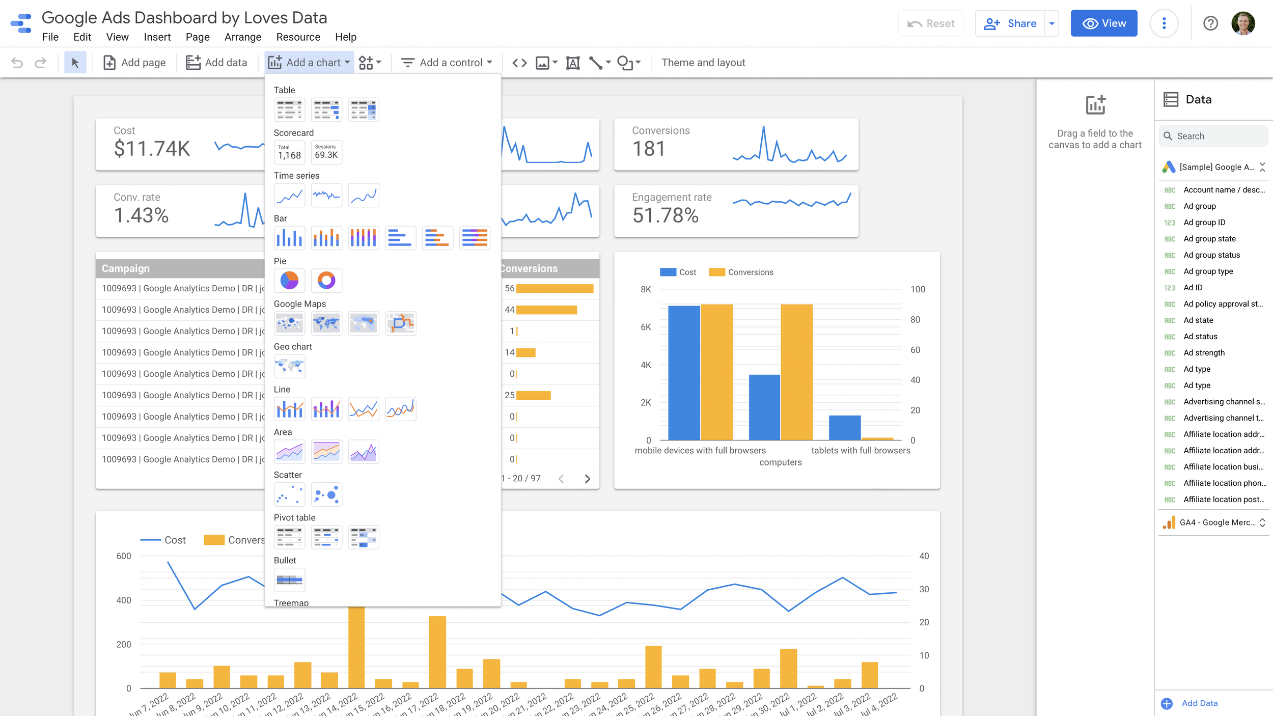 Link-building report templates and tools: Google Data Studio