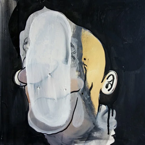 2015 Acrylic paint and india ink on panel 12"x12"x1"
