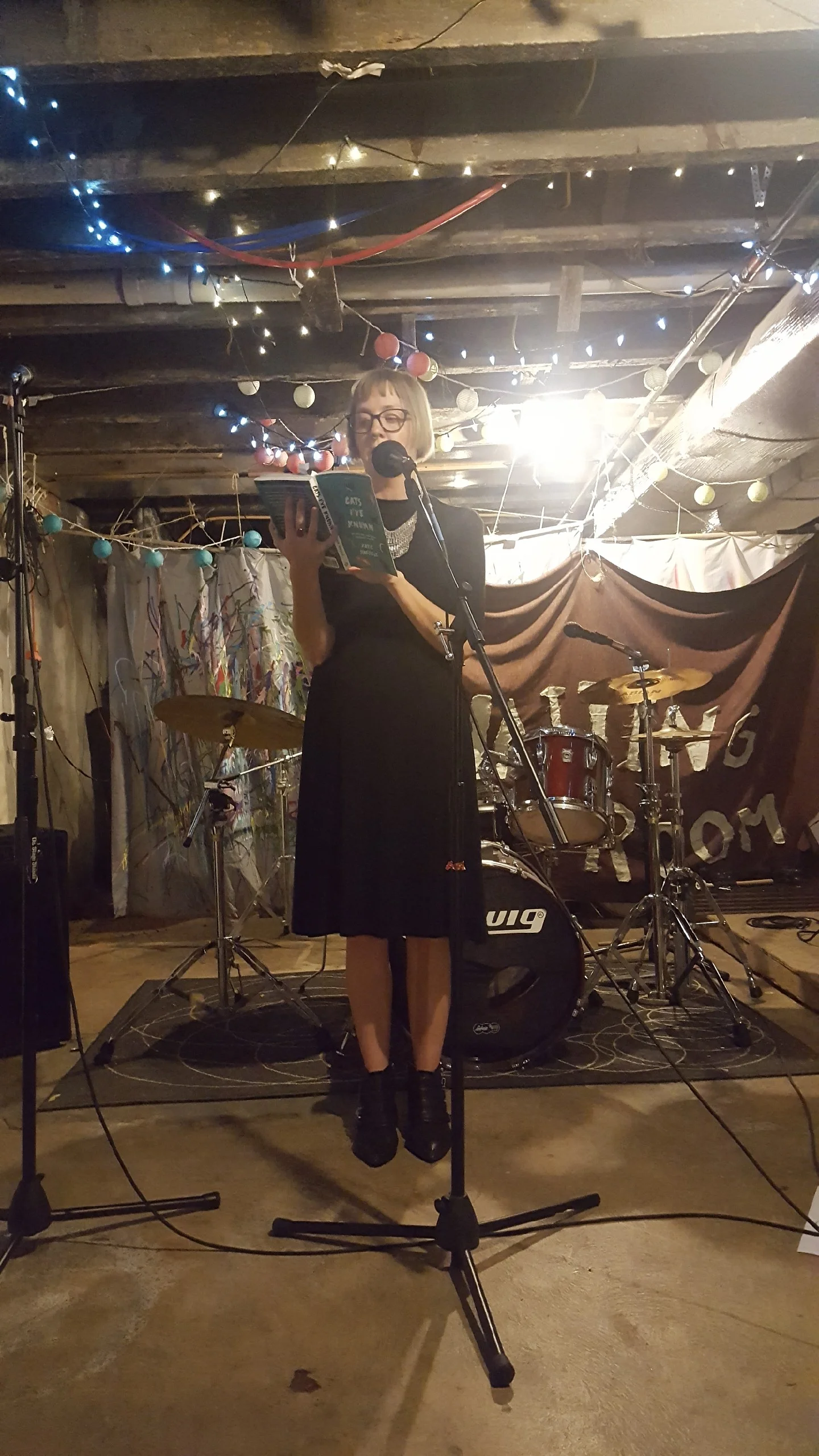 Here I am looking cool as hell and reading from Cats I’ve Known at the Waiting Room in West Philly. Photo credit: Lora Bloom, 2017