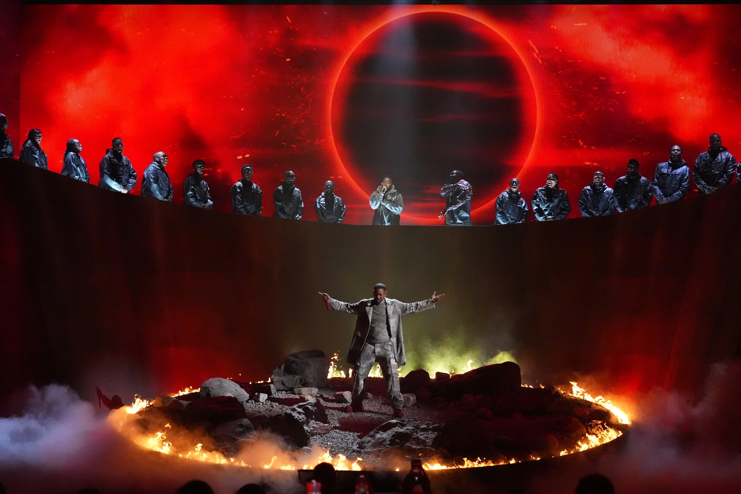  Will Smith, center, performs during the BET Awards on Sunday, June 30, 2024, at the Peacock Theater in Los Angeles. (AP Photo/Chris Pizzello) 