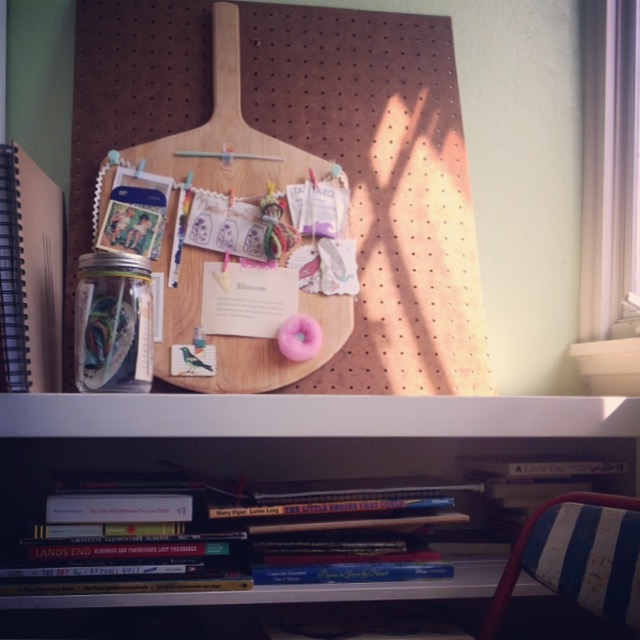 Find your sunny spot and enjoy! Each kit has: A candle, a tiny bundle of favorite scraps - this one has my all-time favorite wrapping paper that I have saved for literally 15 years, oh it is sweet! There are calendar scraps from Rothko and vintage children's book illustrations, a paint chip and a Mexican Loteria card. Odd, I know - but, these are my favorites people. Whimsy from Cavallini & Co. (tags, sticker, magnet), a fantastic pushpin, a spool of thread, and twine, a small ball of felting wool (heaven), tea, Nasturtium Seeds!, the most soft and incredible hand-painted yarn I've ever held, and one unique and inspiring quote! Oh, and a teeny tiny golden heart I made. You can iron it on to anything you like :) I am selling them for $30 each. Email me if interested, erinmhanley@gmail.com