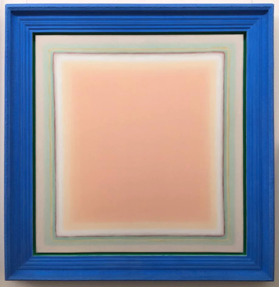 Tomislav Nikolic, vestige of now: 2, 2015, acrylic, marble dust, 23.75 Platinum gold leaf, glass on linen, plaster gesso and wood.