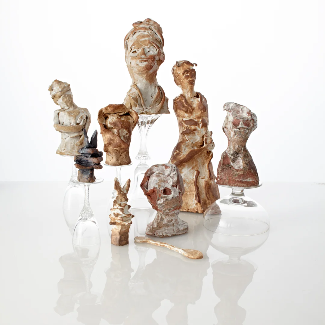 Museum Quality, 2014, underglazed terracotta and domestic glassware, dimensions variable. photo: Joy Lai & John Dennis.