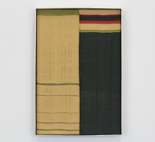 Tia Ansell, Bundle IV, 2018, linen, cotton, silk and wool tapestry with aluminium frame.
