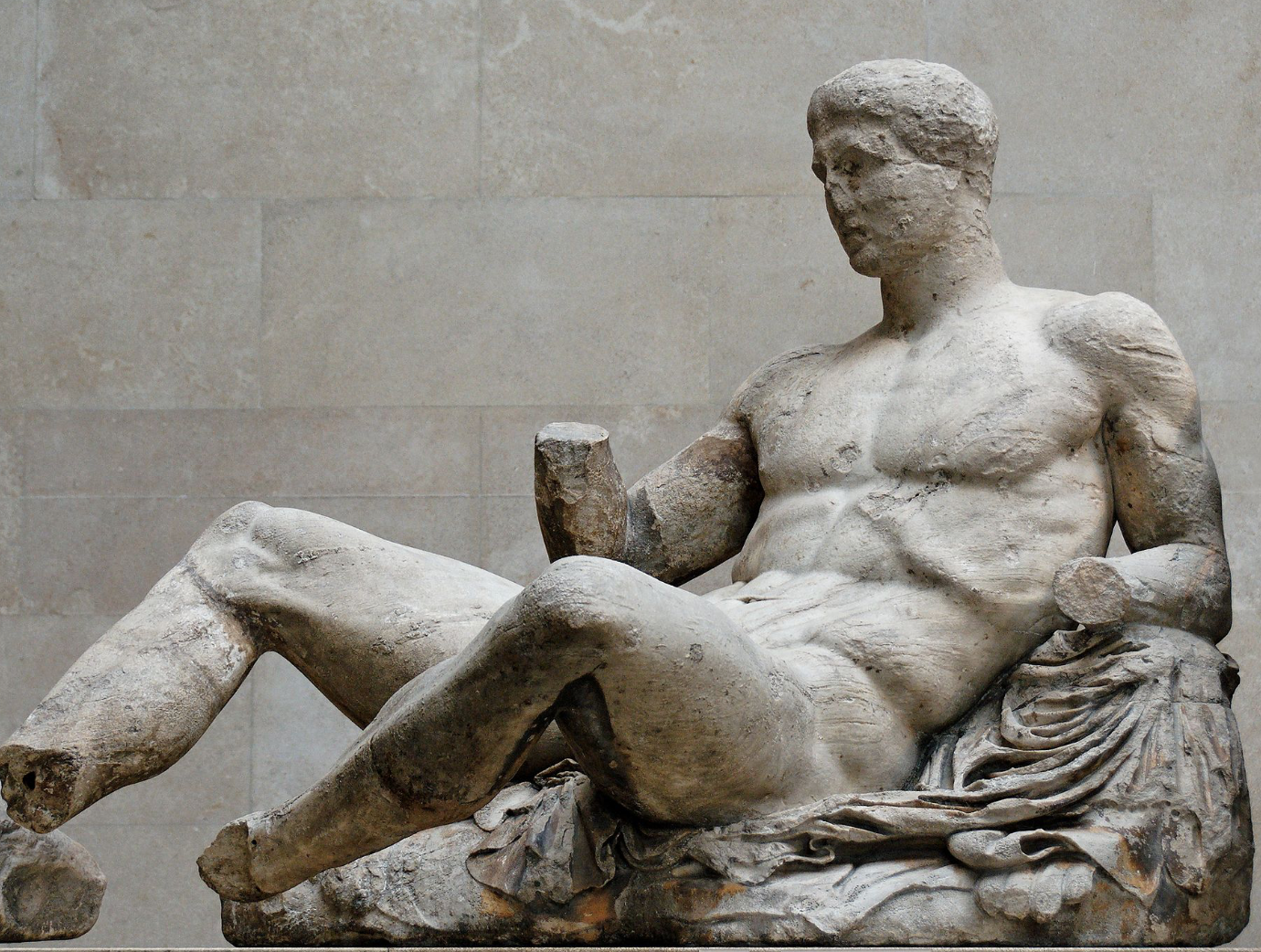 Pictured is the sculpture of Dionysus from the Parthenon's East Pediment.
