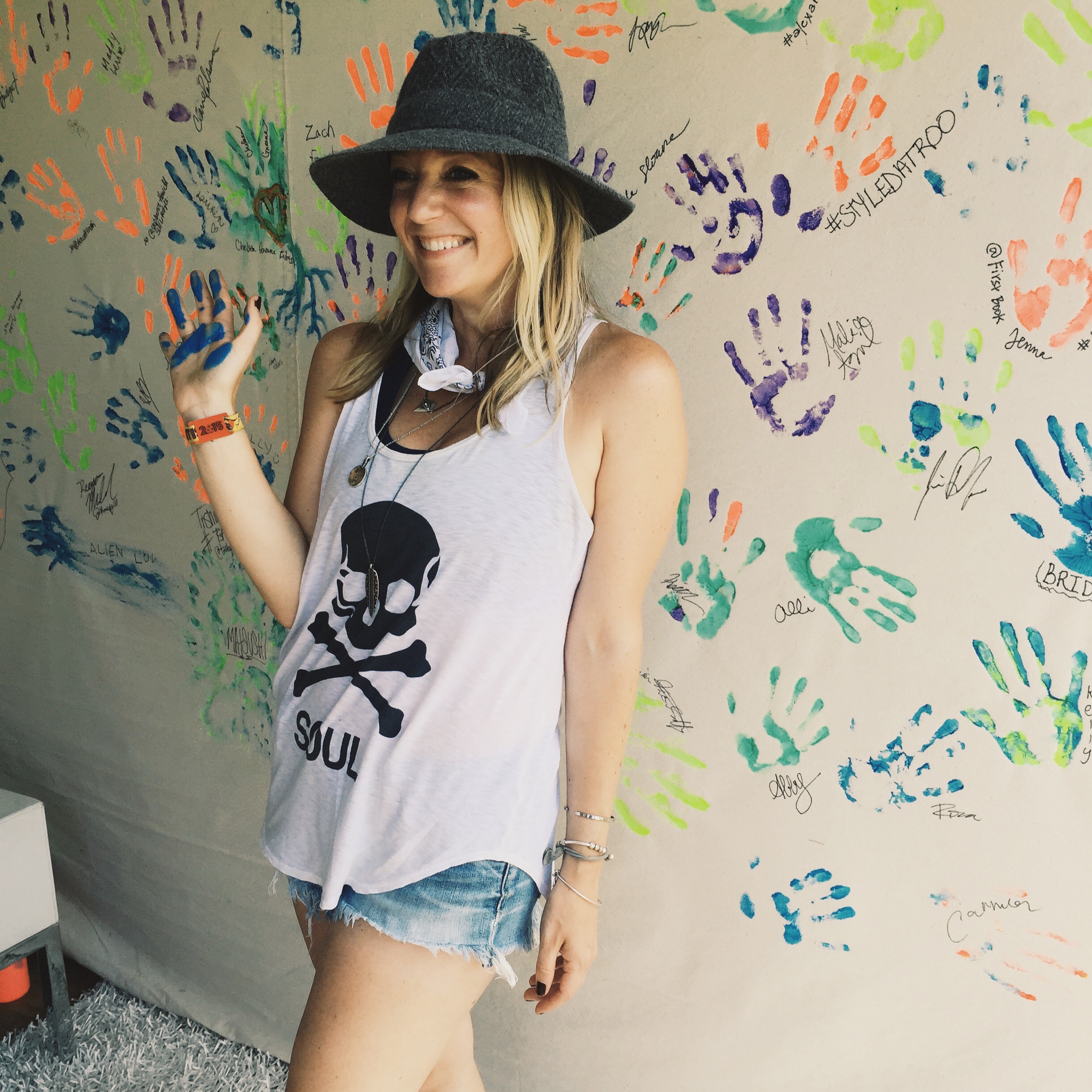 Kimberly making her mark for a cause backstage at Bonnaroo.