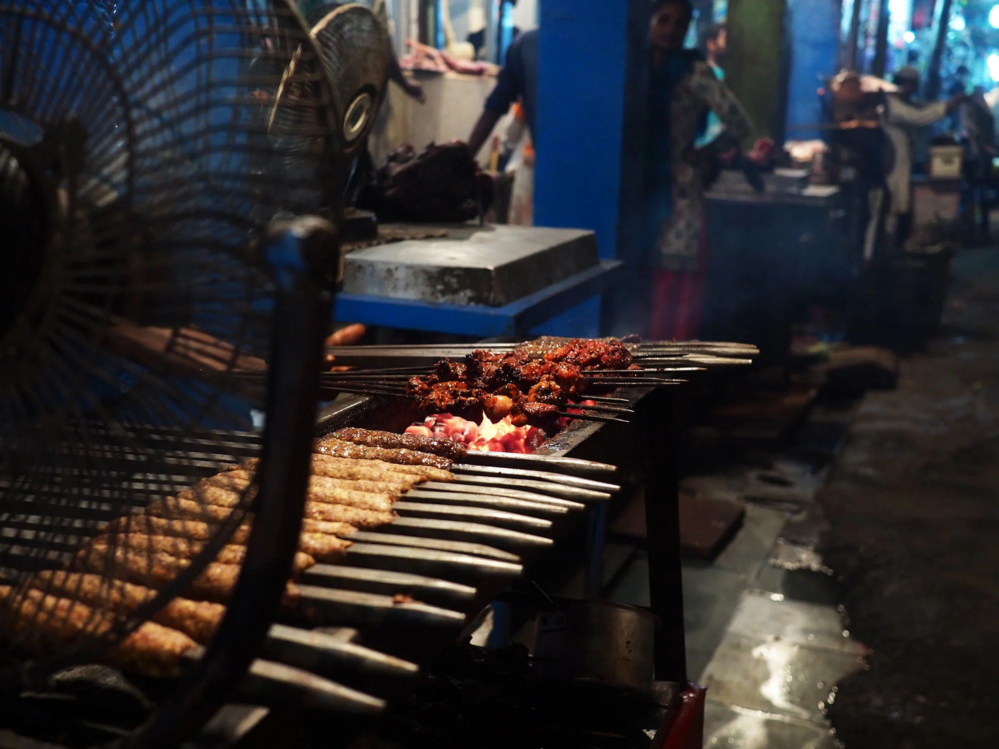 The streets are lined with a variety of kebab-wallahs.