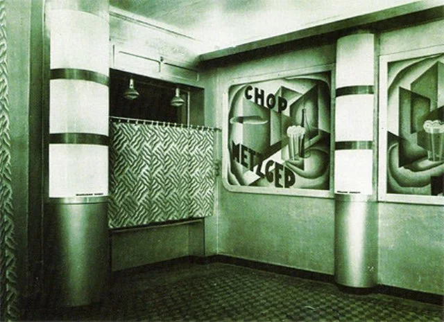 A rare photo from the inside of the Futurist Taverna Santaopalato, circa 1930
