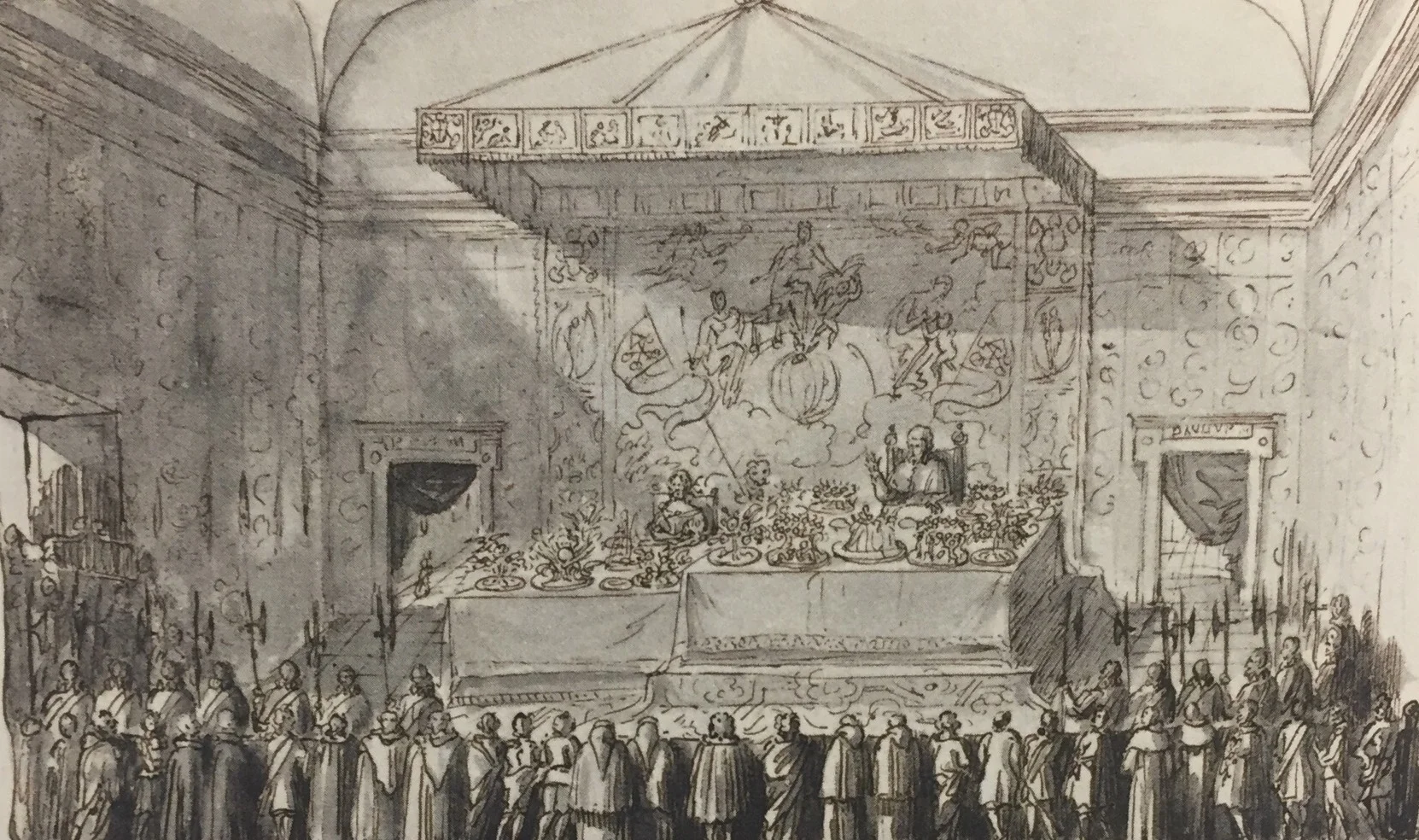 Queen Christina & Pope Clement IX; Drawing by P.P. Sevin