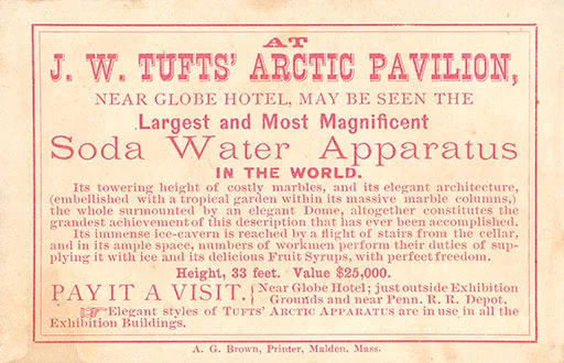 Advertisement for Tufts' Soda Water, Courtesy of the Free Library of Philadelphia