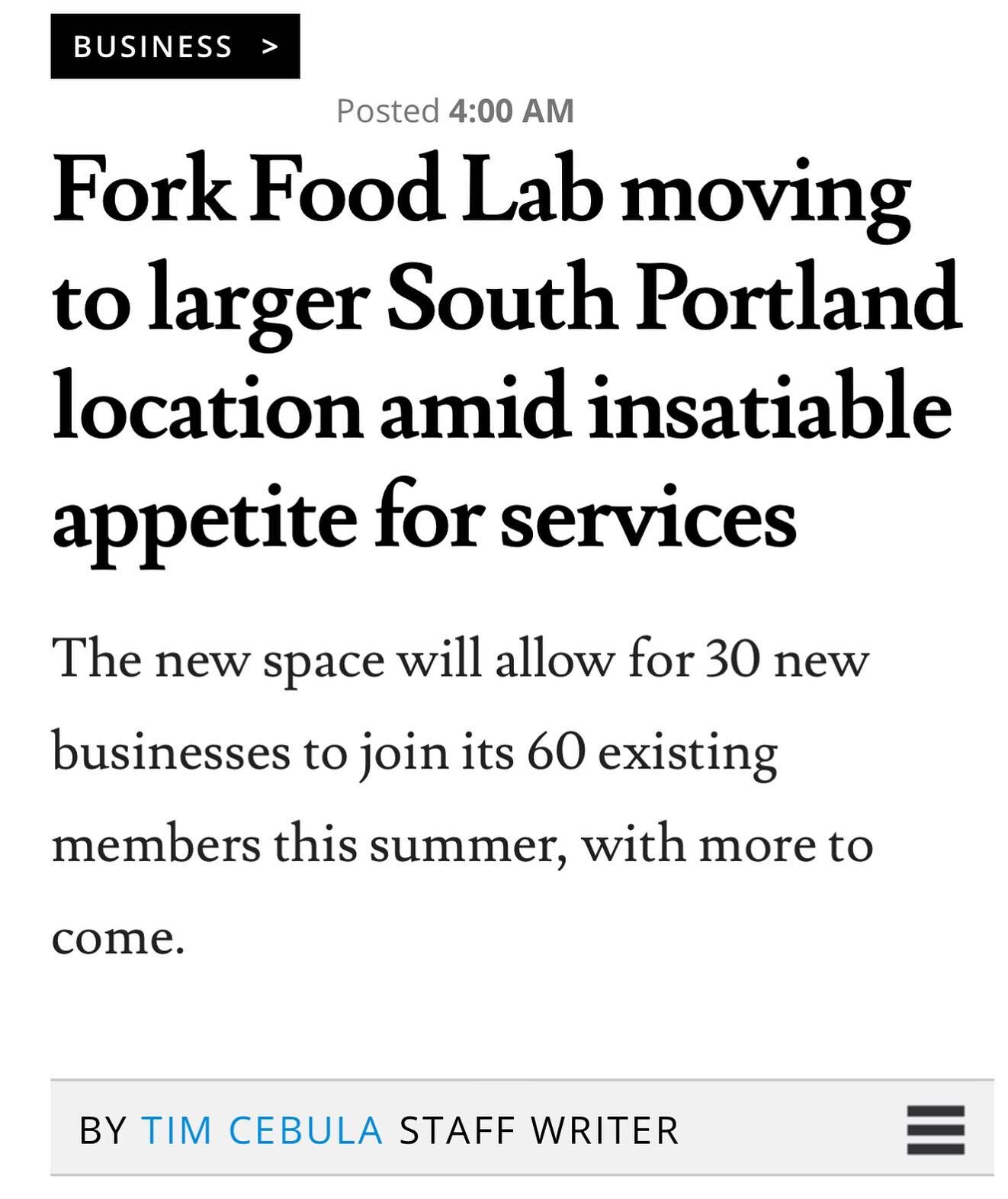 Thank you @portlandpressherald for this comprehensive article highlighting our upcoming move &amp; all the vital work we do for food entrepreneurs! We&rsquo;re so excited to keep growing and serving even more of our community in the new space! 🥳

As