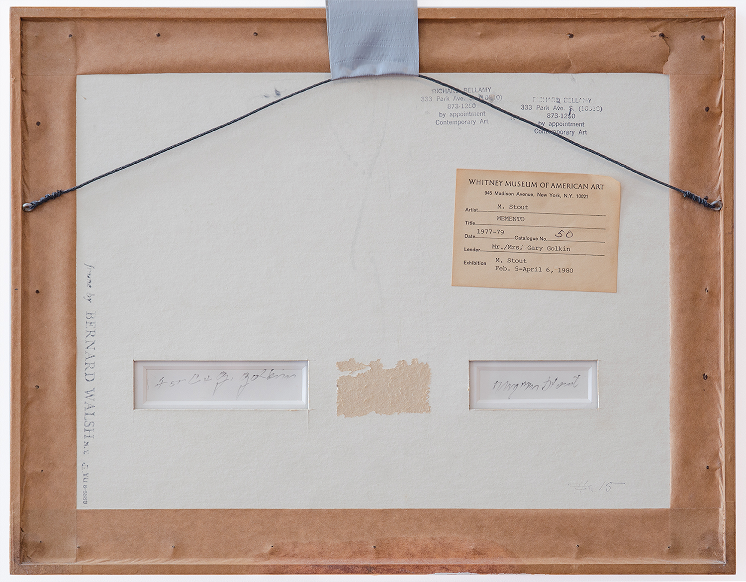 MYRON STOUT MOMENTO 1977-79 © rear of drawing