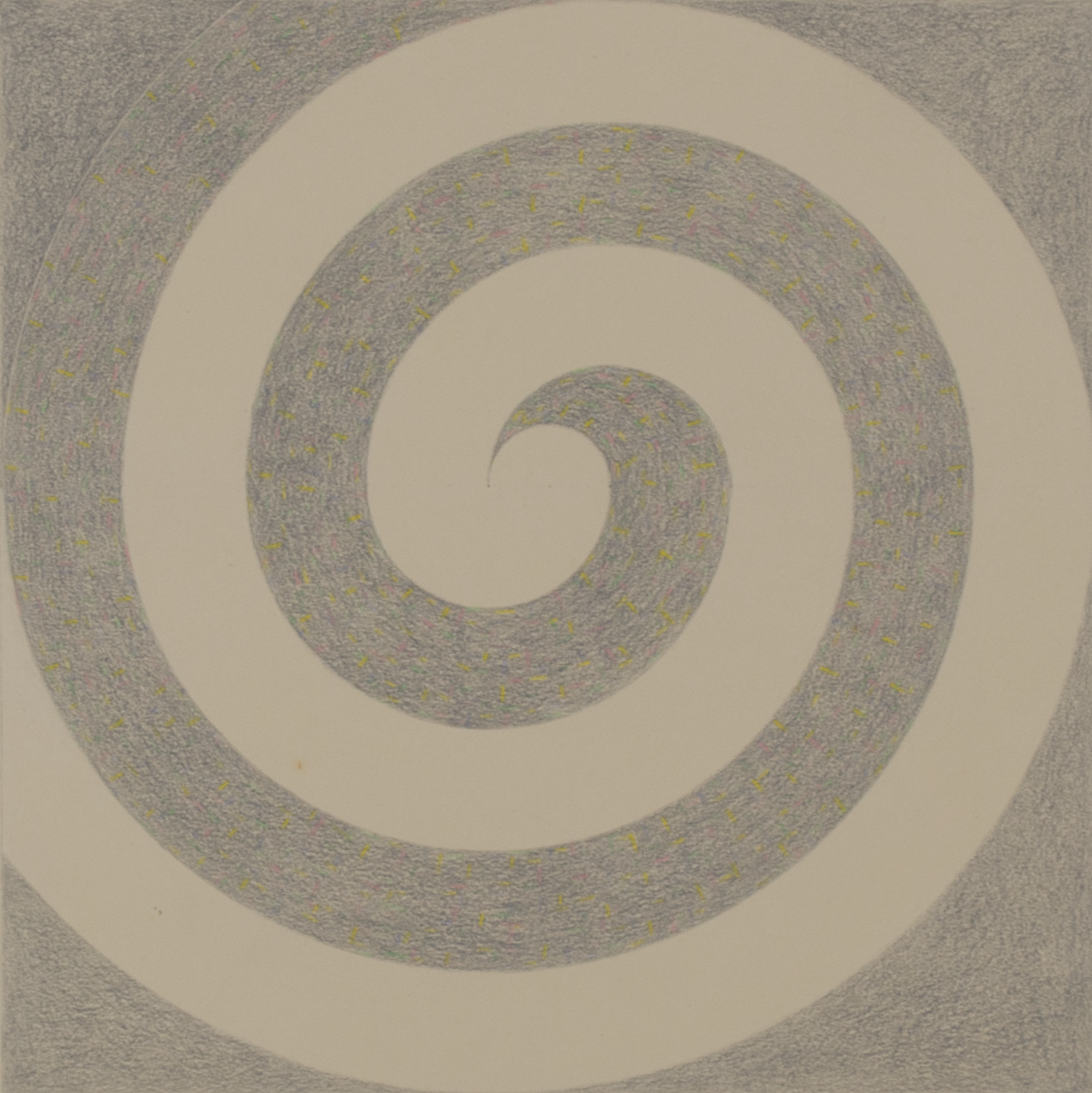 SPIRAL-GREY BLUE 1983-84 © COLOR PENCILS ON PAPER 9" x 9"