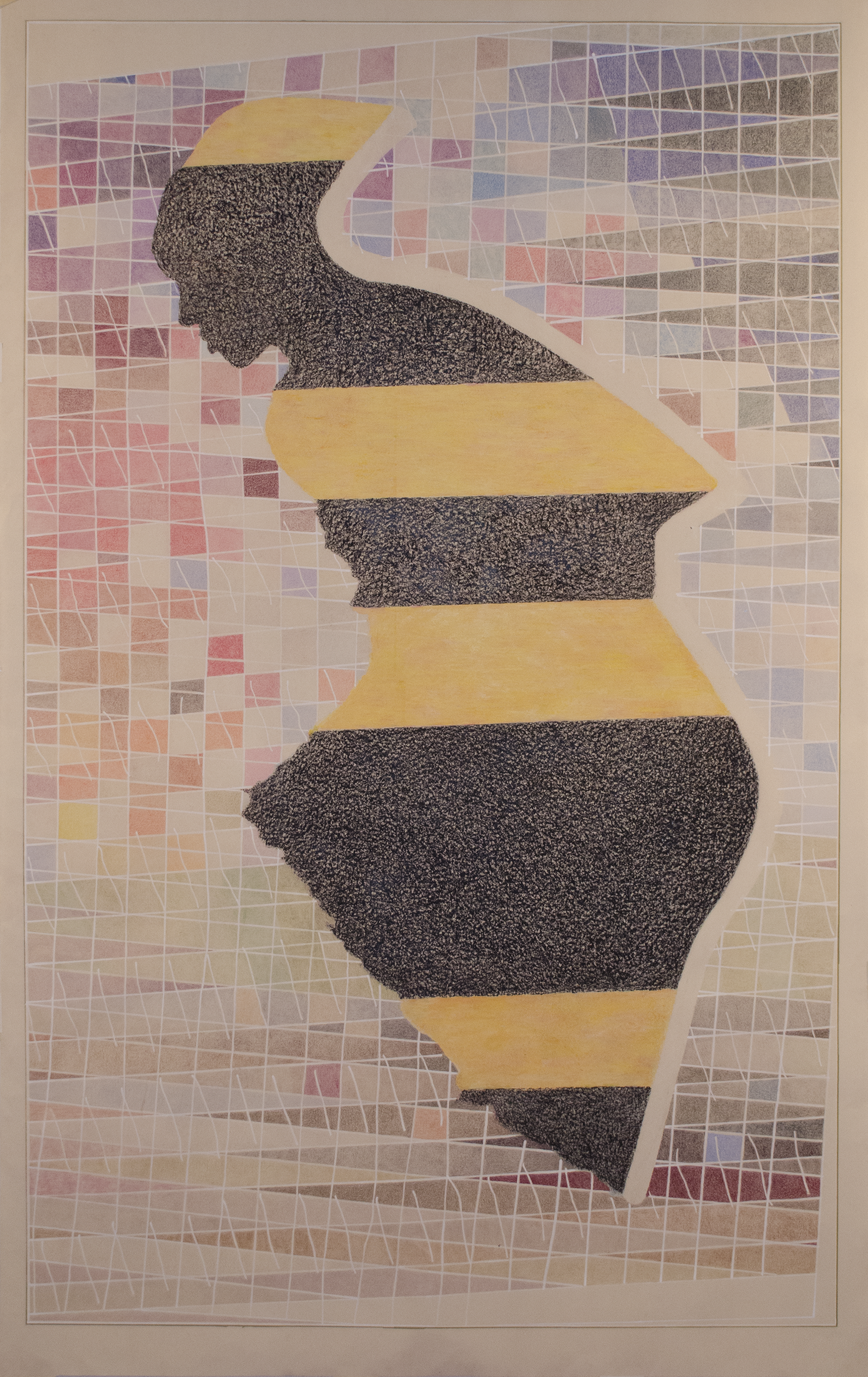 STATE OF BEING 3 © FIGURE/GROUND © 2018 87" X 54" COLORED PENCILS, OIL PASTELS, PAINT