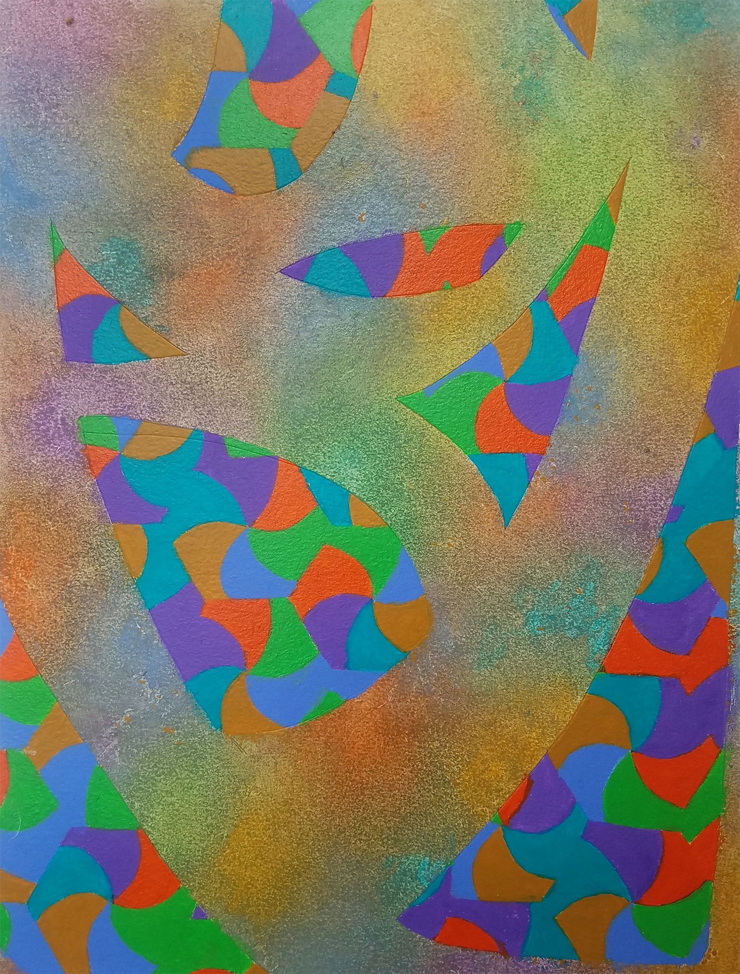 Study FOR met curves quatro © 2019 Oil & Acrylic on cotton paper 9.75”x12.75”