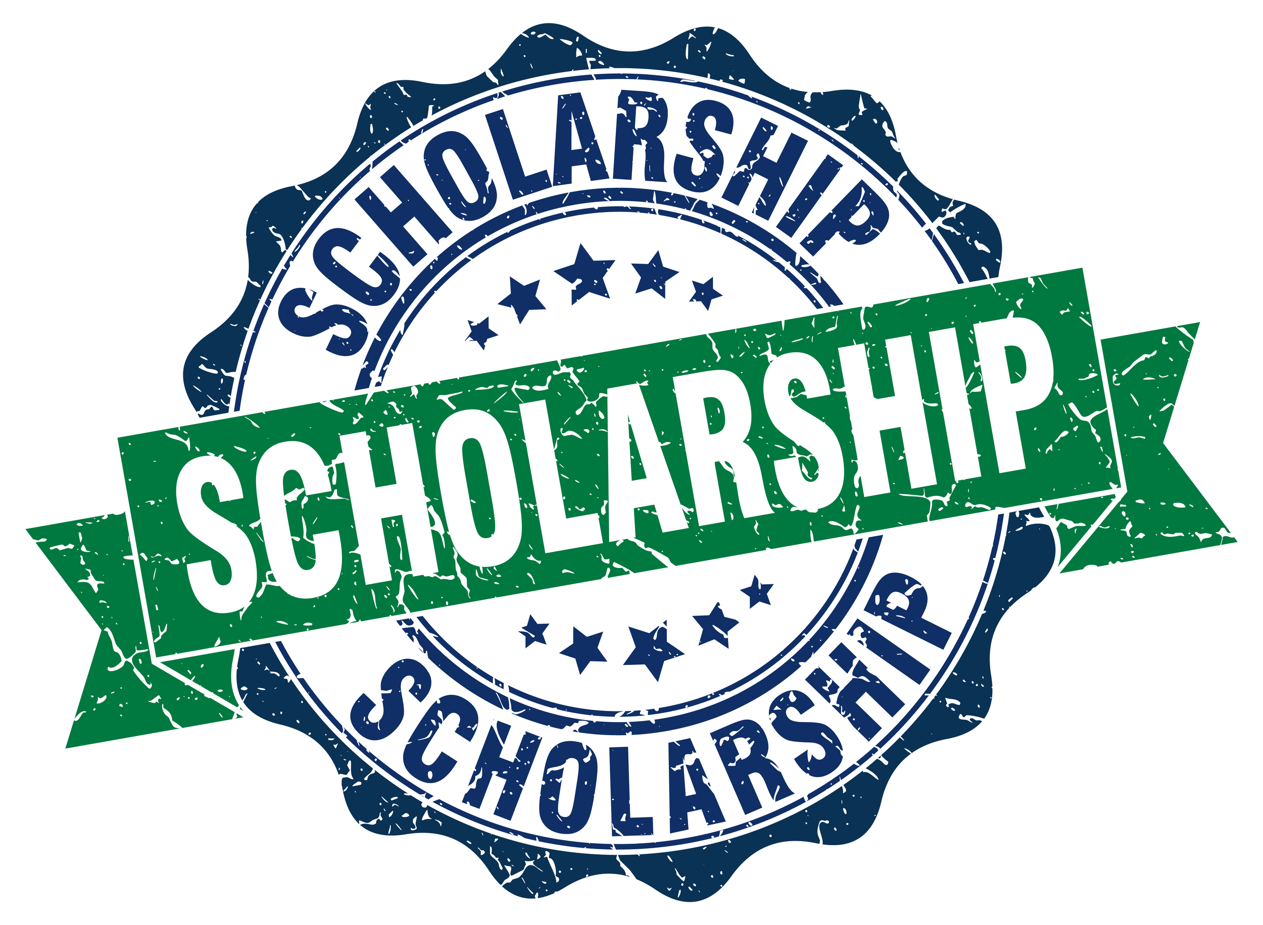 The word scholarship written three times, in distressed font, in a stamp-like image