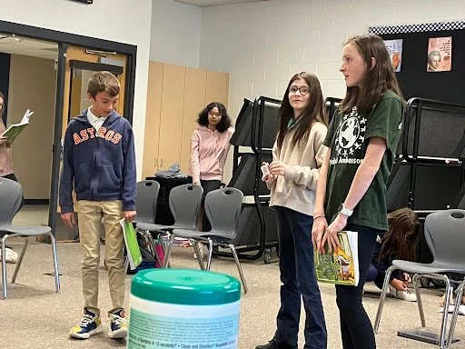 Students practicing their lines