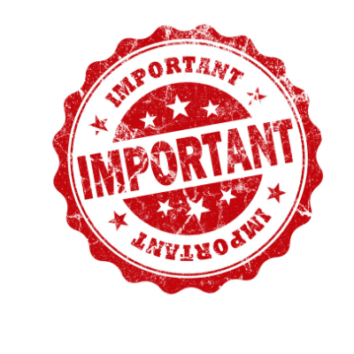 The word "important" listed three times in a red stamp-like format