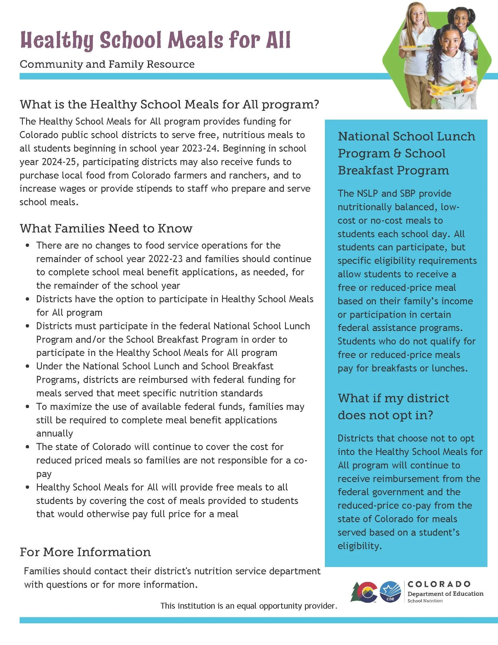 Healthy School Meals for All — Windsor Charter Academy