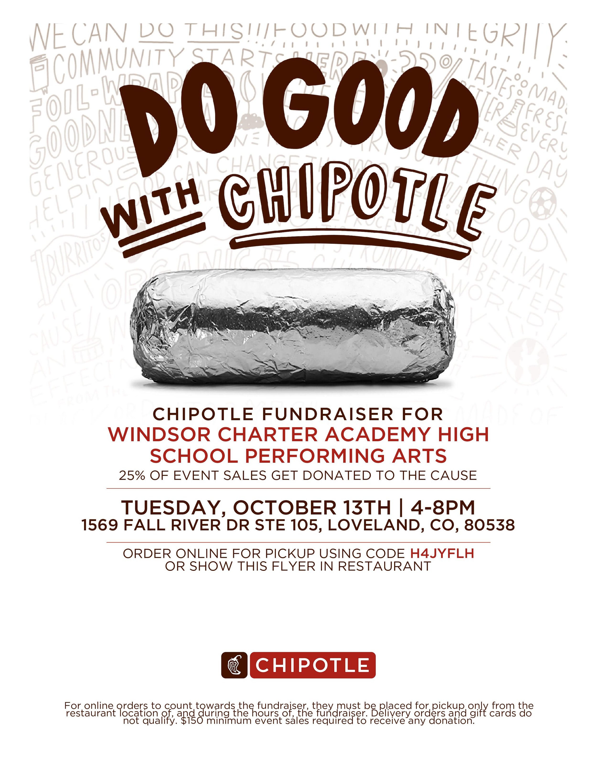 The contents of this flyer is outlined in the description above. There is a Do Good With Chipotle title