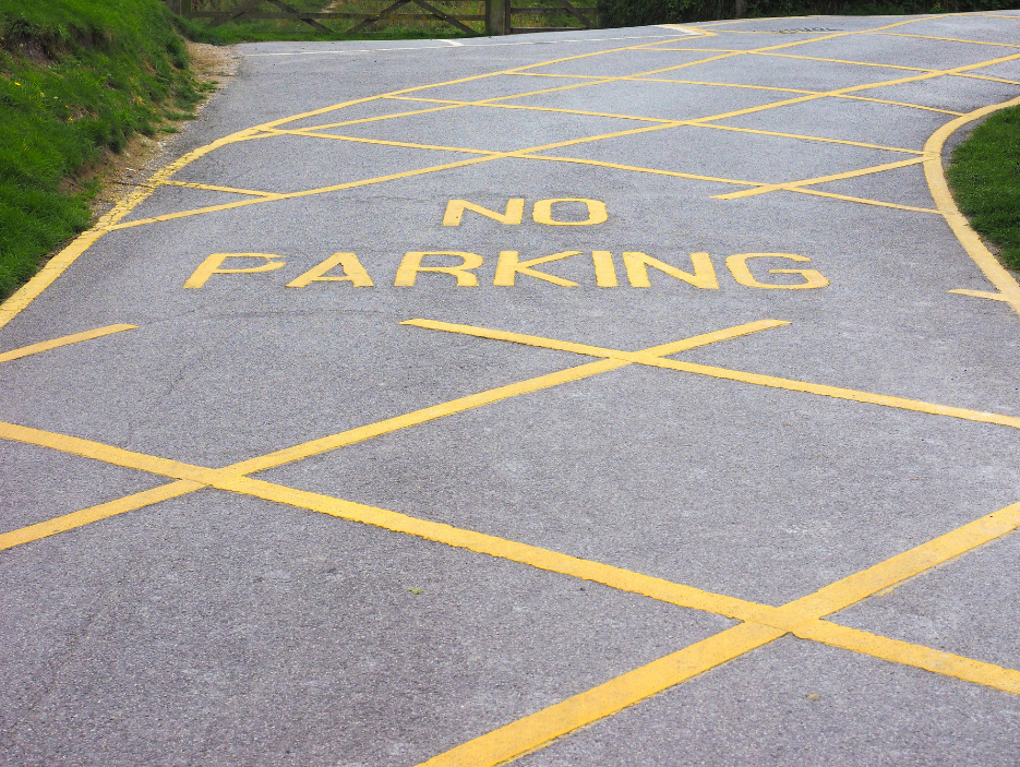 No parking written on a road