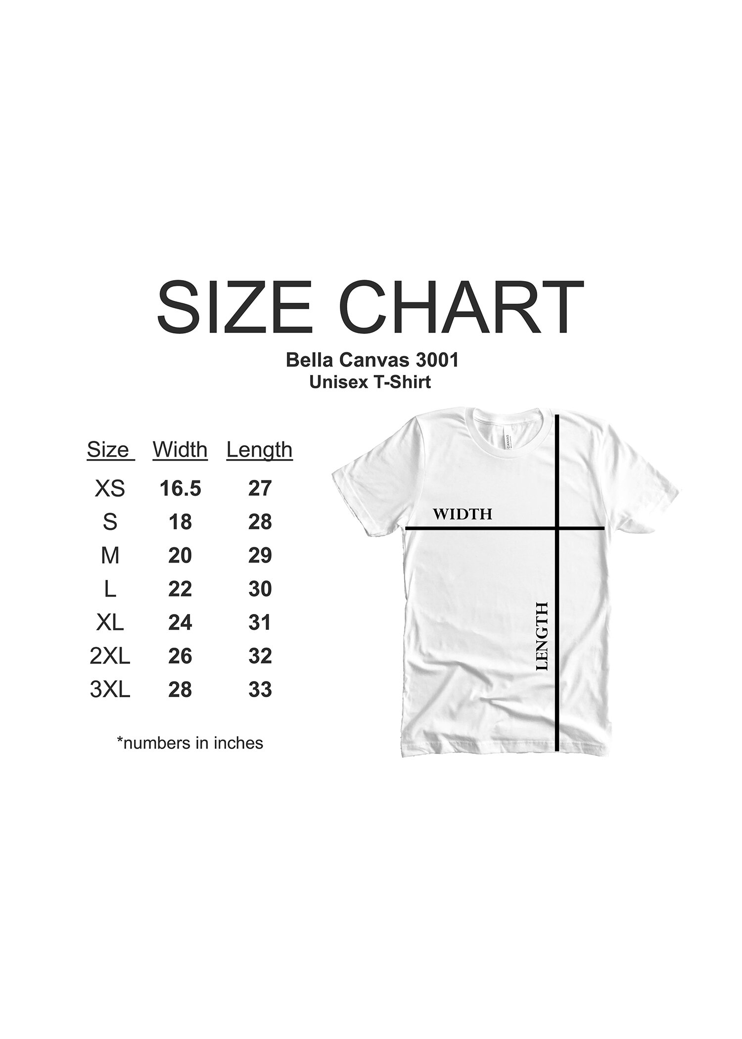 Size Chart FREE Mockup Mauve 3001 Unisex T-Shirt Unisex Chart Pink Sky Background 3001 Size Chart Bella Canvas