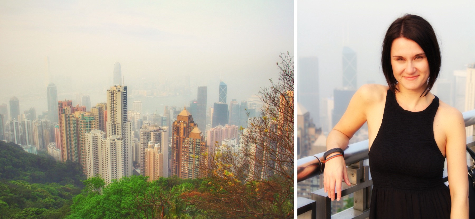 Day 3: the smoggy view from Victoria Peak (photo credit right: Qing Bruce)