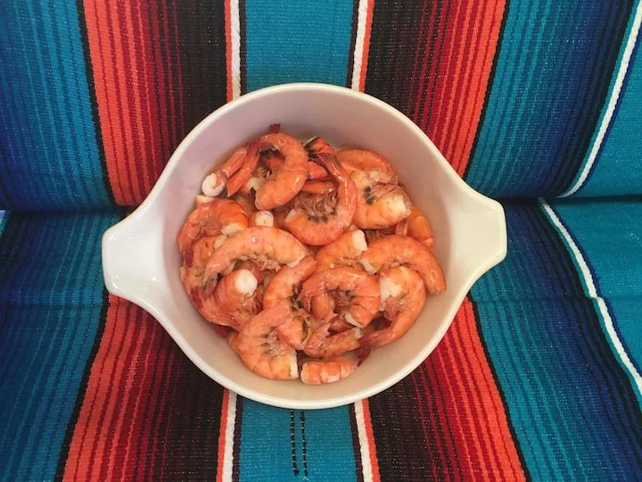 Fresh shrimp purchased from a local fisherman.