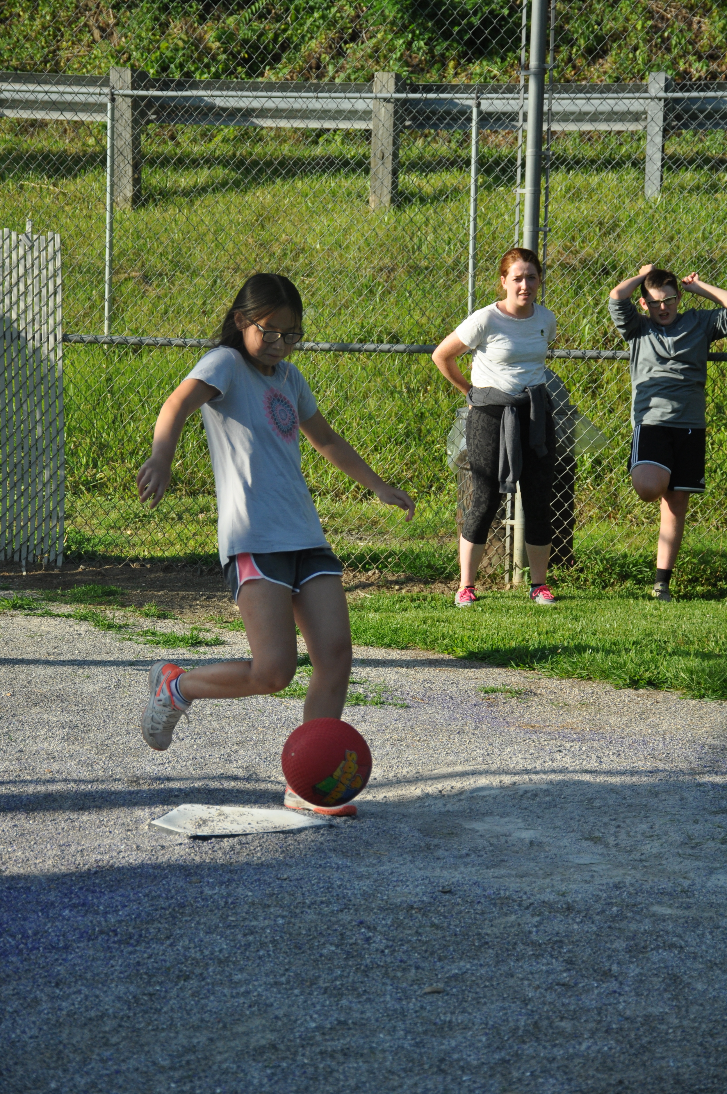 K. kicks it!