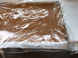 Plastic wrap over crumbs...