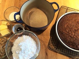 Caramel icing mise en place