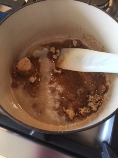 Butter and brown sugar - cook two minutes on medium/low heat