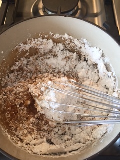 Adding the powdered sugar is scary at first but just keep whisking.
