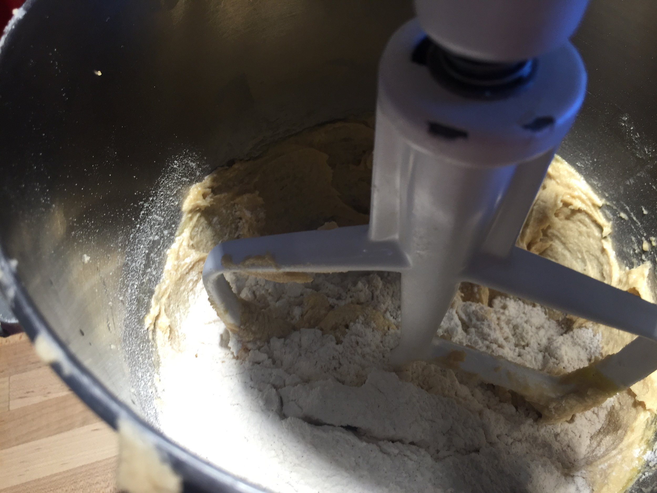Dry ingredients are in.