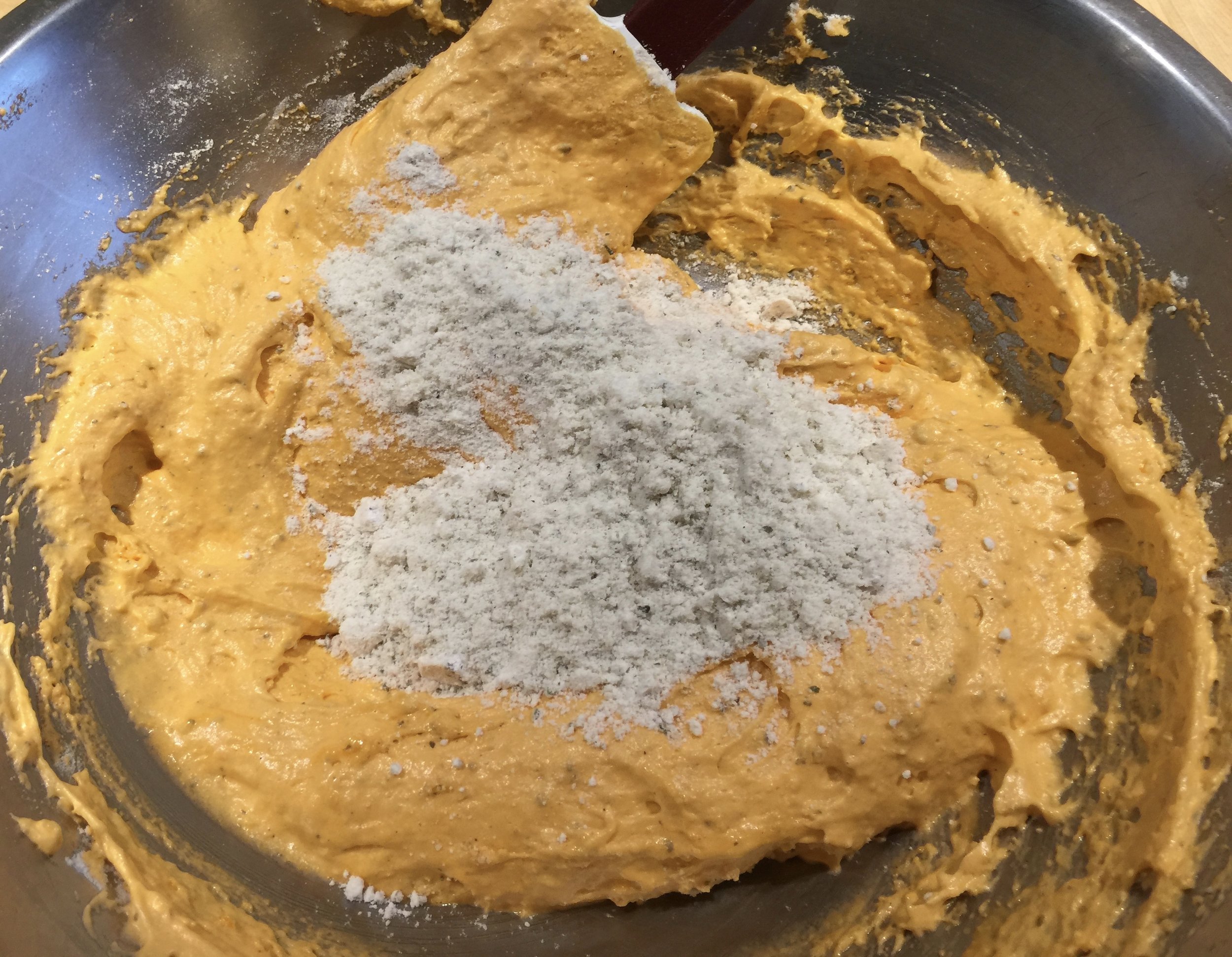 Last increment of dry ingredients