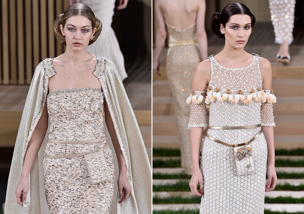 The Hadid sisters on the Chanel runway; image via