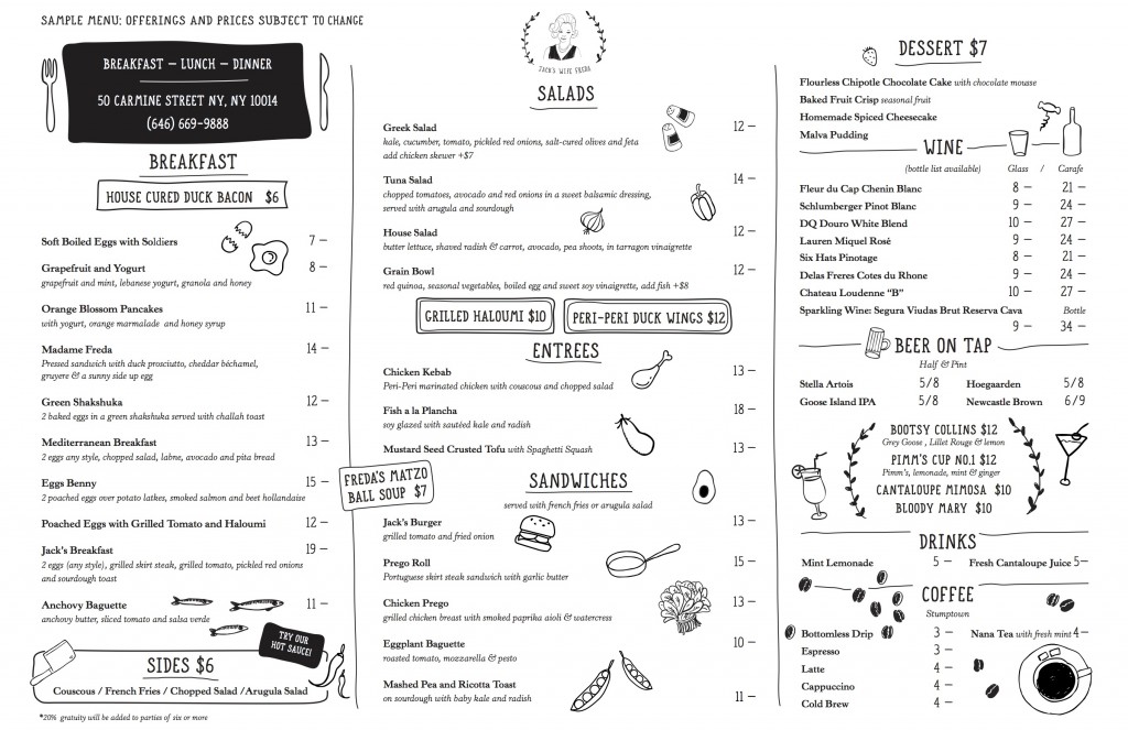 Note: menu subject to change; image via