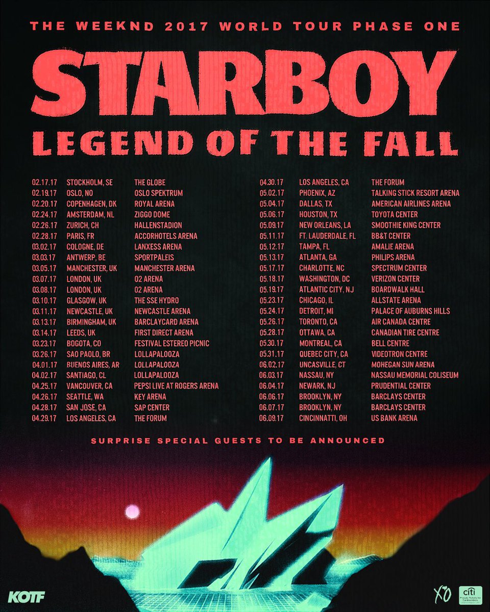 Tickets to the Weeknd's Legend of the Fall tour