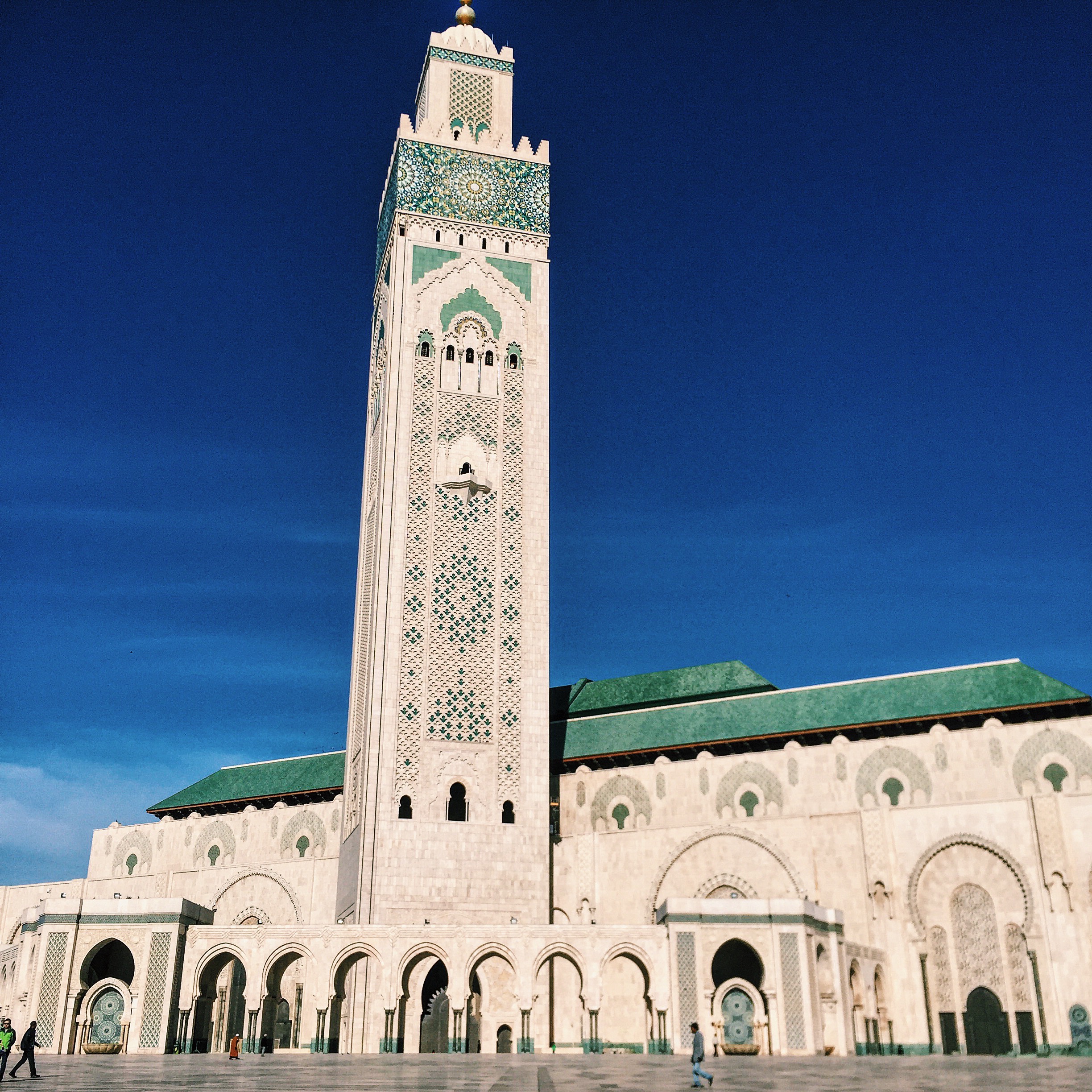 The Hassan II Mosque - the largest in the country and only one open to non-Muslims. The roof is retractable and the mosque seats 25,000. 